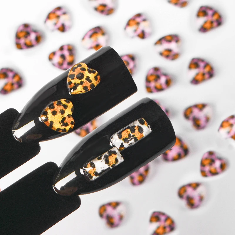

MEET ACROSS 10pcs/lot Leopard Rhinestones Acrylic Flat Back Nail Rhinestone 3D Nail Art Decoration Accessories DIY Design