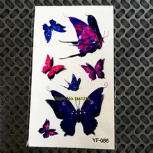 Flash Blue Purple 3D Tattoos Waterproof Body Makeup GYF-086 Beatuiful Butterfly Sexy Women Arm Should Temporary Tattoo Stickers