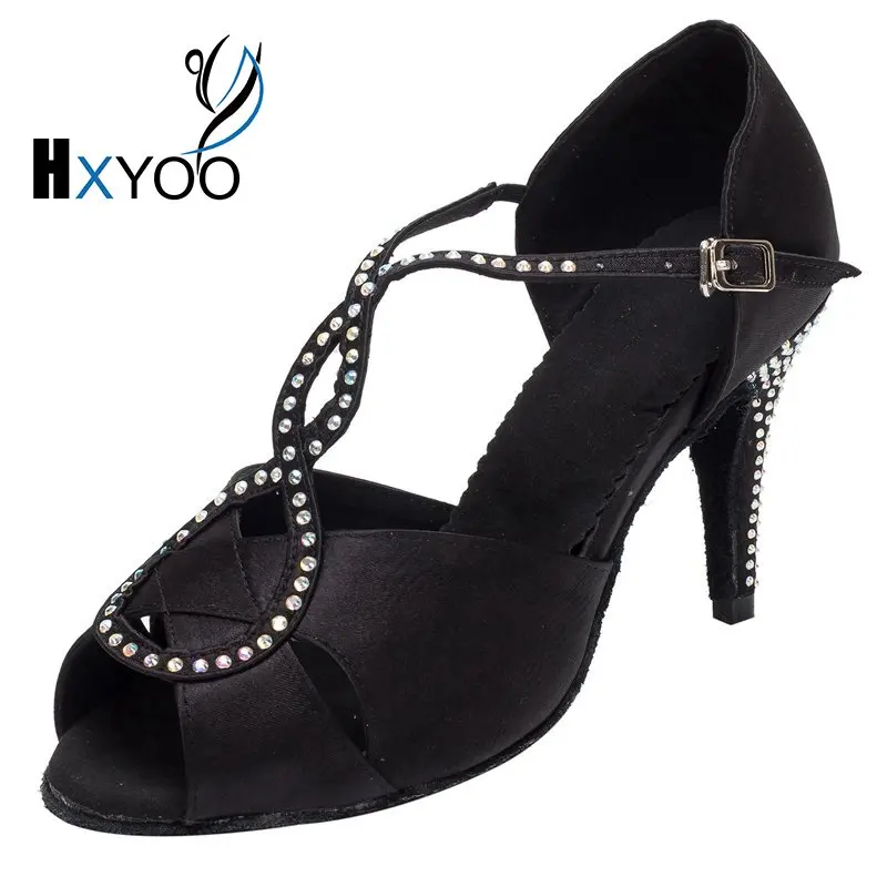 HXYOO Customized Rhinestone High Low Heel font b Salsa b font Dancing font b Shoes b