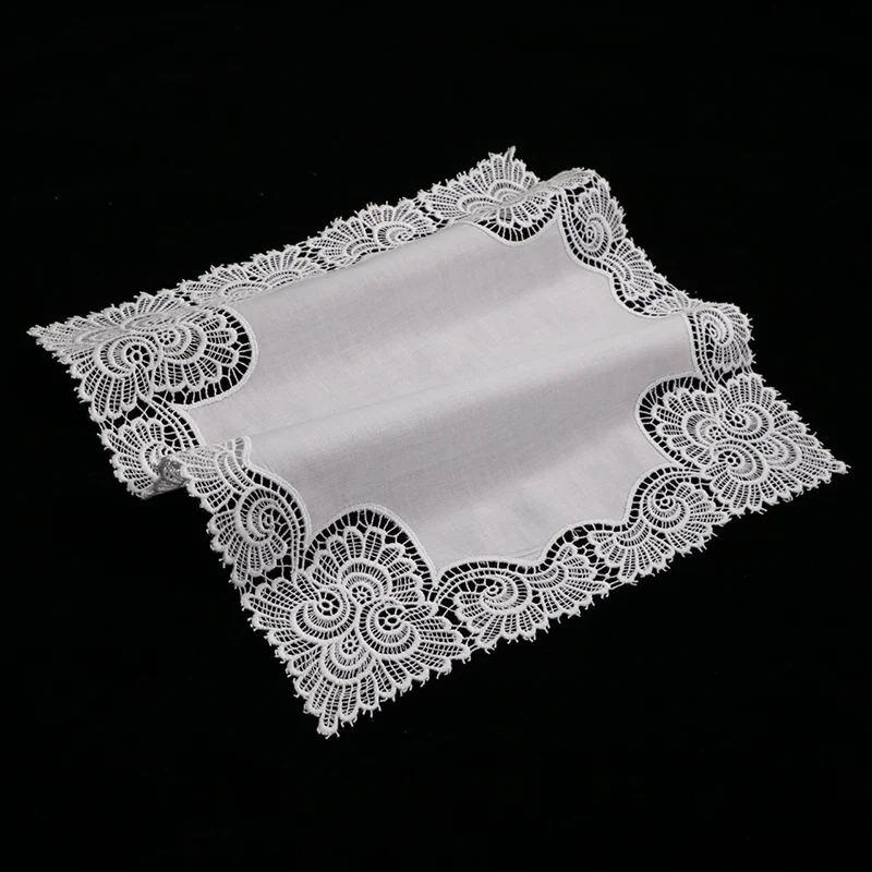  A003: White premium cotton lace handkerchiefs crochet hankies for women/ladies wedding gift