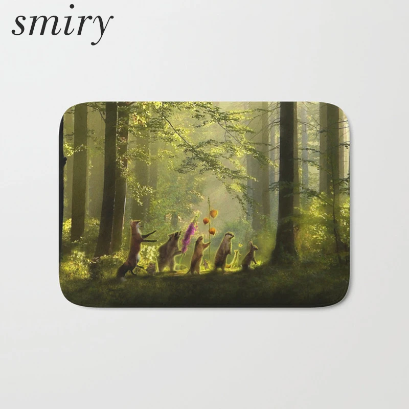 

Smiry welcome home doormat for entrance door magical forest cute animals pattern carpets water absorption mats home decor crafts