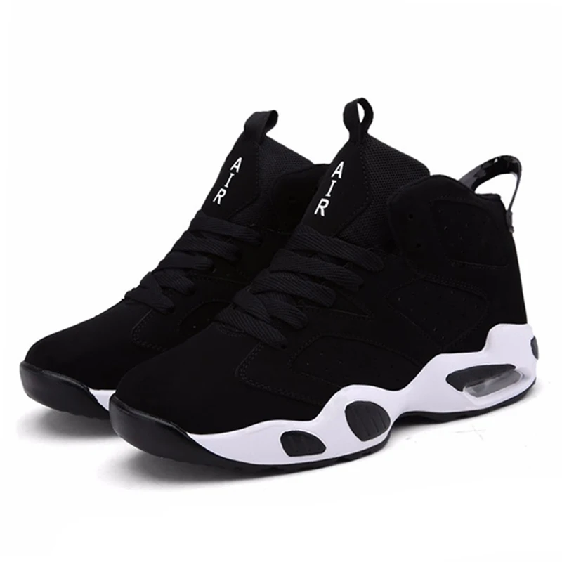 Амортизирующие кроссовки для баскетбола для мальчиков; популярные удобные кроссовки с воздушной подошвой; Basquete Jordan; обувь в стиле ретро для мужчин и женщин; уличные спортивные ботинки - Цвет: black sports shoes