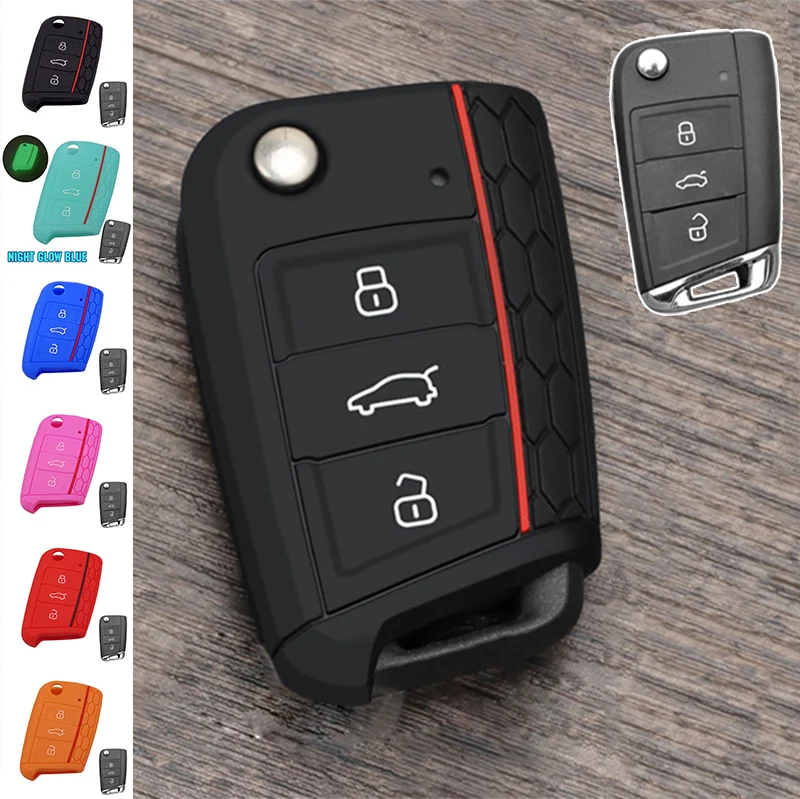 

FIT FOR VW GOLF 7 MK7 SKODA SEAT 2014 2015 2016 3 BUTTON FLIP KEY SILICONE COVER FOB HULL OCTAVIA COMBI LEON IBIZA CUPTRA CASE