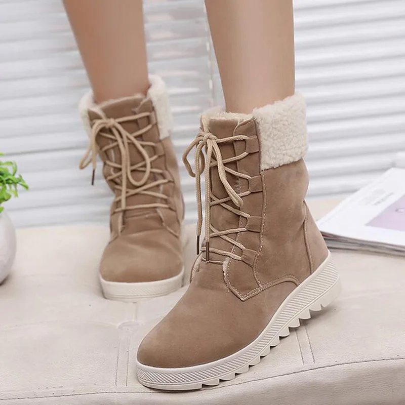 

New 2016 Bottes Femmes Women Snow Boots Botines Mujer Flcok Winter Flat Heel Botas Platform Booty Warm Shoes