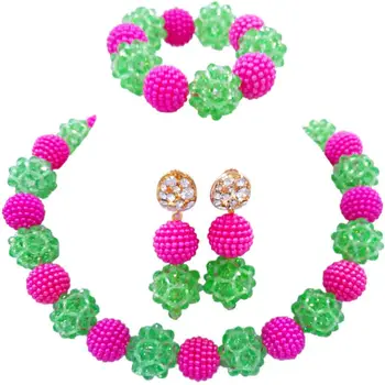 

Hot Sale Light Green Fuchsia Pink Indian Handmade Jewellery Sets Gift for Girlfriend 1C-SJZZ-13
