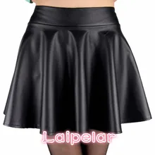 new high waist faux leather skater flare skirt casual mini skirt above knee solid color Wine red black skirt S/M/L fashionable high waist skinny colorful flare women s skirt