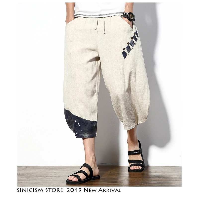 Sinicism Store китайские стильные хлопковые льняные шаровары мужские 2019 летние модные