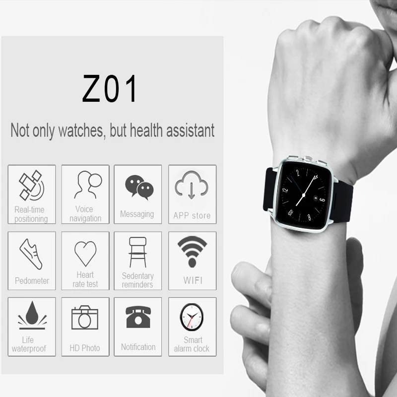 Z01 smart watch Android 5 1 метель 3g smartwatch 5MP камера монитор сердечного ритма шагомер WI FI gps reloj
