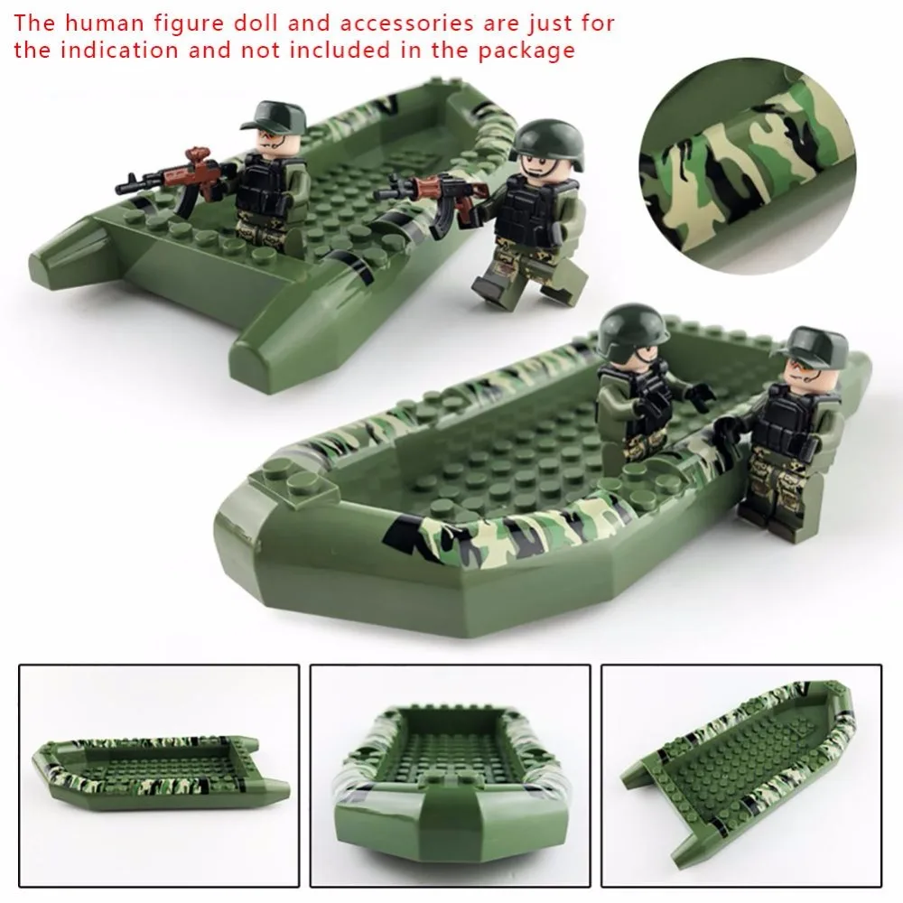 WW2 Military Assault Boat Model Building Blocks Compatible Soliders Weapons Blocks Army SWAT Police Accessories Brick LegoINGlys