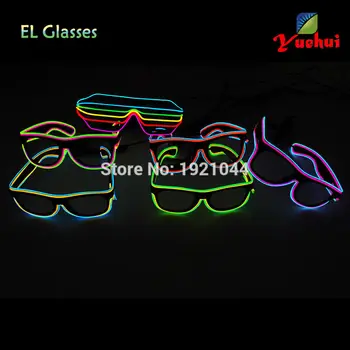 

2019 Customized double color Sound Activated EL wire LED SUNGlasses Carnival Lighting Glowing Gifts For House Party Decoration