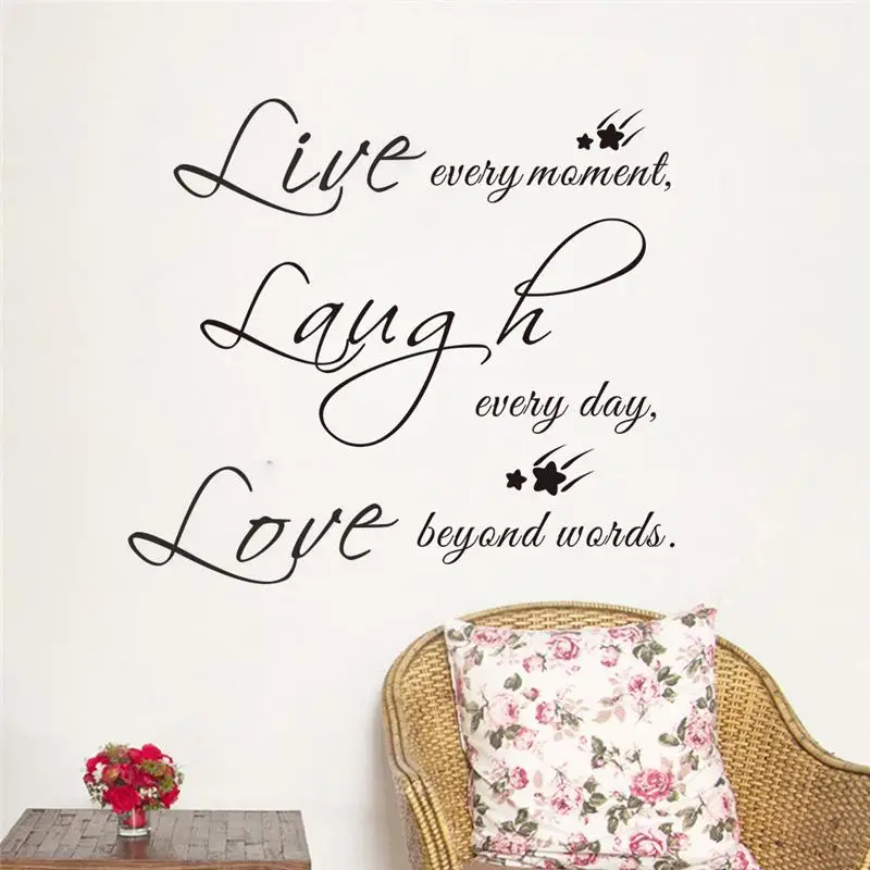 

inspirational live laugh love quotes wall decals home decor living room adesivo de paredes pvc wall decals print letters mural