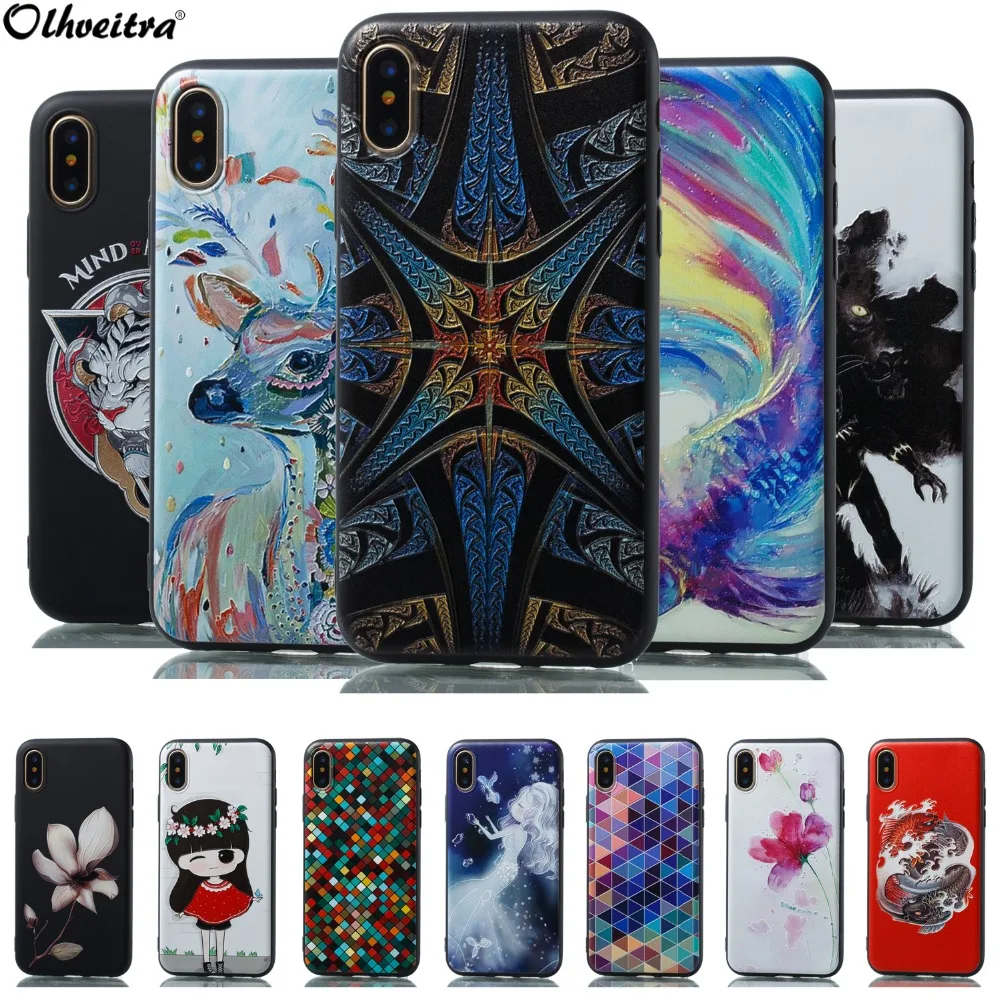 

TPU Back Cover For iPhone X iPhone 7 Plus 8 Plus Case 3D Protective Phone Housing Soft Silicon TPU Case For iPhone X 7 8 Fundas