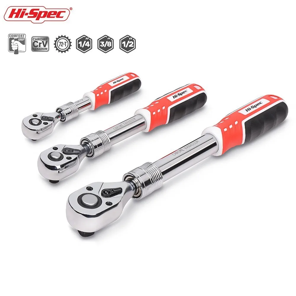 1/4" Drive Swivel Head Ratchet Socket Wrench Spanner With Anti Slip Grip 