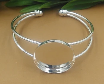 

20pcs/lot silver 25mm pad bracelet findings