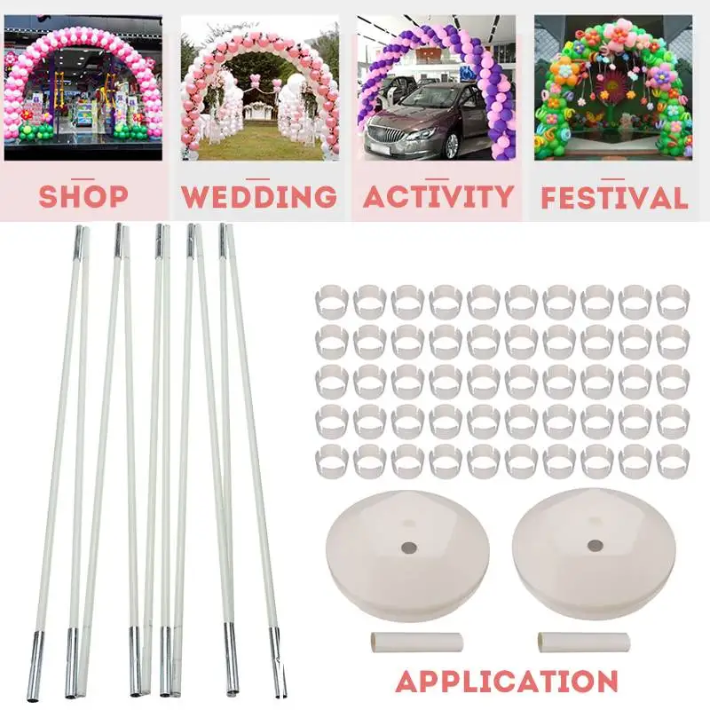  Balloon Column Stand Kits Arch Stand with 10 Brackets 2 Bases 50 Buckles for Wedding Birthday Festi