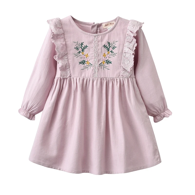 

Auro Mesa Toddler Girls Embroidery Floral Dress Girls Long Sleeve Dress Spring Dresses for Girls