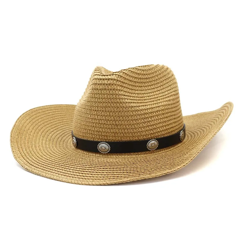 Sun Hat Man Summer Panama Straw Cowbay Casual Beach Wide Brim Outdoor Cap Accessory (11)