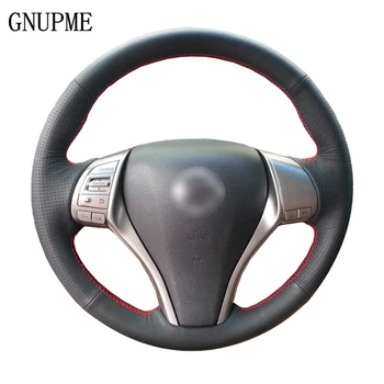 

GNUPME Black Artificial Leather Hand-stitched Car Steering Wheel Cover for Nissan Teana 2008-2012 QASHQAI X-Trail NV200 Rogue