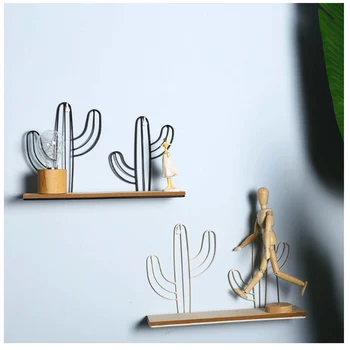 

Nordic Creative Wall Decor Storage Shelf Metal Sundries Storage Rack Iron Cactus Pendant Living Room Flower Pot Holder Organizer
