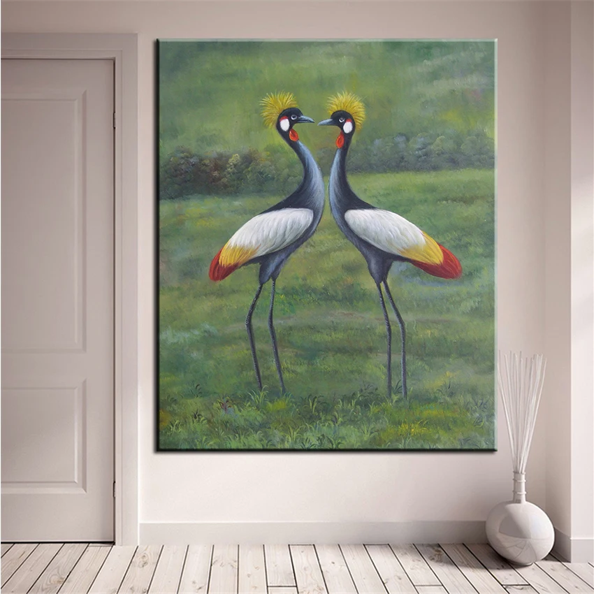 dp artisan no frame red crowned crane animal arts printed oil painting on canvas wall painting for home decor wall picture