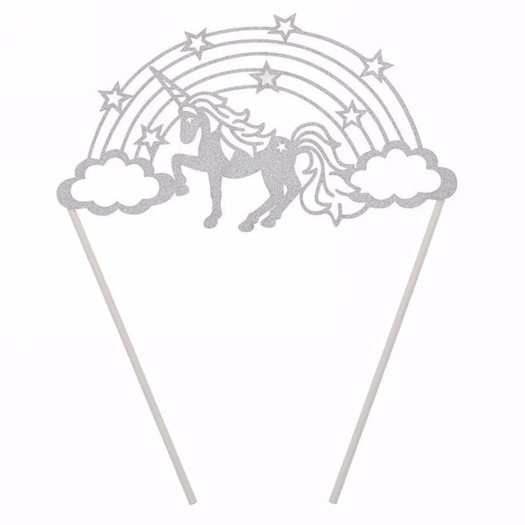4 Color Unicorn Rainbow Cloud Birthday Cake Topper Sticks Cake Decorative Party Supplies