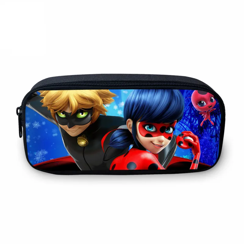 

VEEVANV New Women Wallet Fashion Anime Miraculous Ladybug Pencil Case 3D Cartoon Marinette Pen Pouch Purses School Children Case