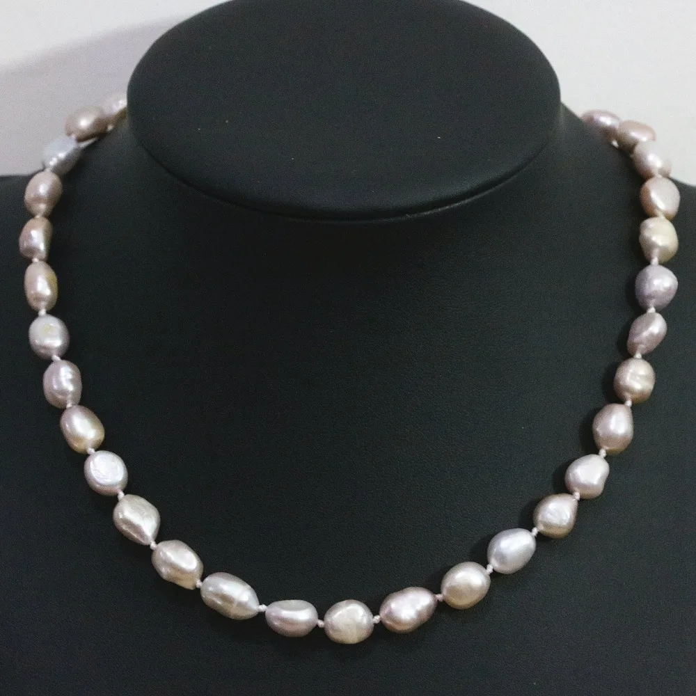 Unique design natural purple freshwater 9 11mm pearl necklace irregular