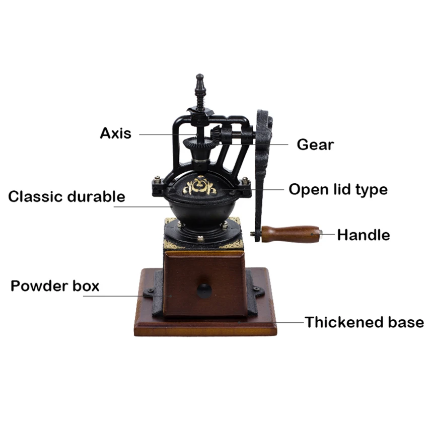 Классическая деревянная ручная кофемолка ручная нержавеющая сталь ретро кофе специи мини-мельница с высококачественной керамической Millston