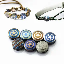 

Titanium Captain Shield Knife Key Jewelry Parachute Cord Bead Pendant Lanyard, diplopore rope locket hanging pendants