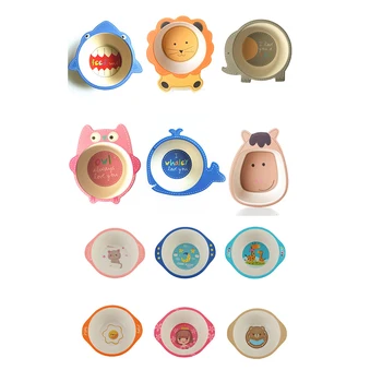 

Bamboo fiber cartoon baby bowl children's dishes natural baby feeding bowl children's dinnerware cartoon dinner tableware