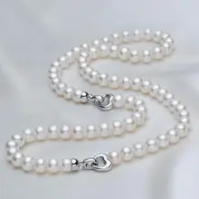 AAA 8-9MM White Color Freshater Pearl Necklace Bracelet Jewelry Set Can Wear It For Long Necklace