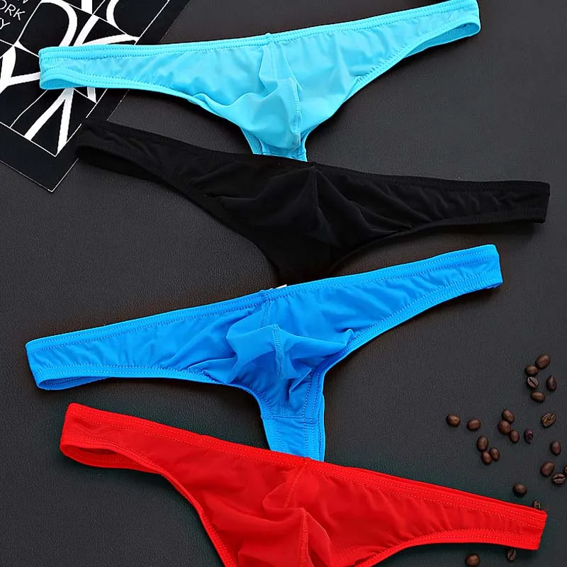 

Men transparent thongs and g strings sexy gay men's underwear smooth ice silk briefs mens see through t back thong tanga panties