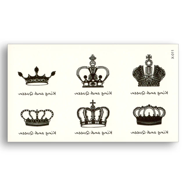 2pcs Crown Water Transfer Fake Tattoo Waterproof Temporary Sticker Men Women Body Art Black King Queen Beauty Sexy Cool Makeup 2pcs Crown Water Transfer Fake Tattoo Waterproof Temporary Sticker Men Women Body Art Black King Queen Beauty Sexy Cool Makeup