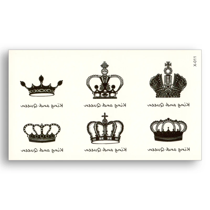 

Crown Water Transfer fake tattoo Waterproof Temporary Sticker men women Body Art Black King Queen Beauty sexy Cool makeup