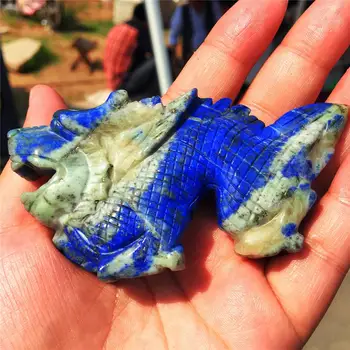

1pcs AAAA Lovely animal Chinese dragon statue natural gem lapis lazuli crystal halo home decoration
