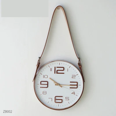 Baffect настенные часы с кожаным ремешком 11,8 дюймов круглые часы в скандинавском стиле настенные часы домашний декор для гостиной бара офиса магазина - Цвет: C