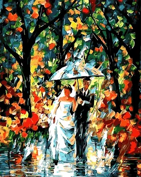 

Wedding in the rain abstract Home Decor the Paintings picture By Numbers Handwork Canvas decoration gift for friends Wall Art