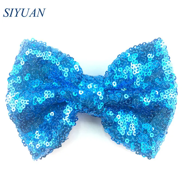 2-blue 5 шт./лот 4,5 ''большой грязный Вышивка блесток бант для волос с зажимом принцессы Элегантный головной убор реквизит для фотосессии HDJ23 - Цвет: 2-blue