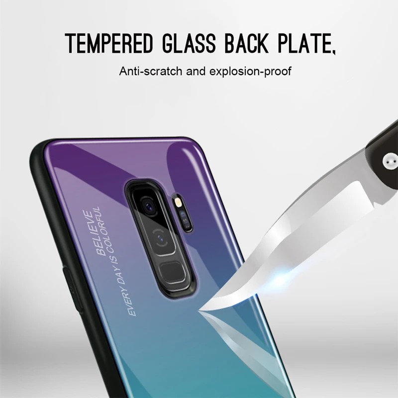 Gradient Tempered Glass Phone Case For Samsung Galaxy A7 A750 2018 J6 J4 Plus Note 9 8 S9 S8 Colorful Back Cover Shell |
