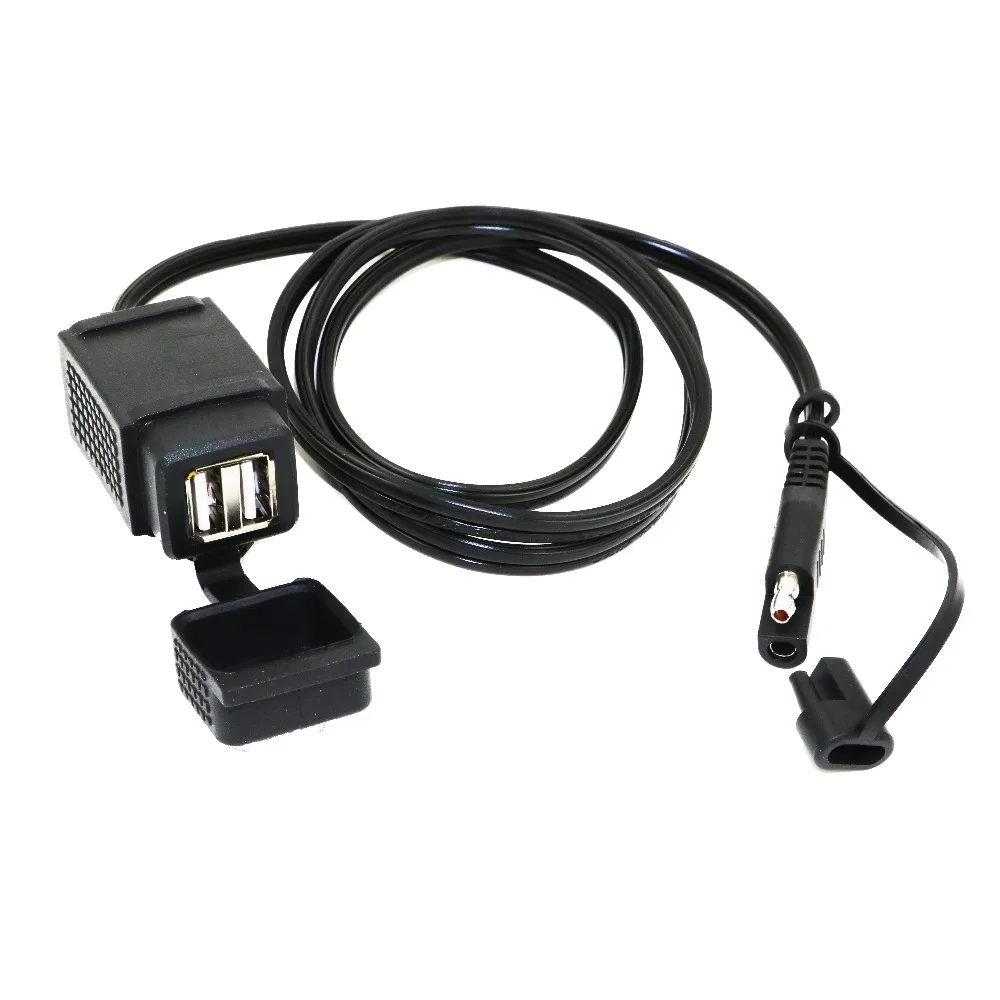MOTOPOWER MP0609E 3.1Amp Waterproof Motorcycle Dual USB Charger Kit SAE to USB Adapter with