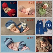 Мягкий костюм новорожденного ребенка Фотография реквизит вязаная шапка/комплект младенческой девочки и мальчика вязать крючком DEG