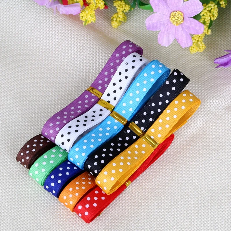 10 мм случайная смесь цветов точечная напечатанная Grosgrain лента для одежды швейные