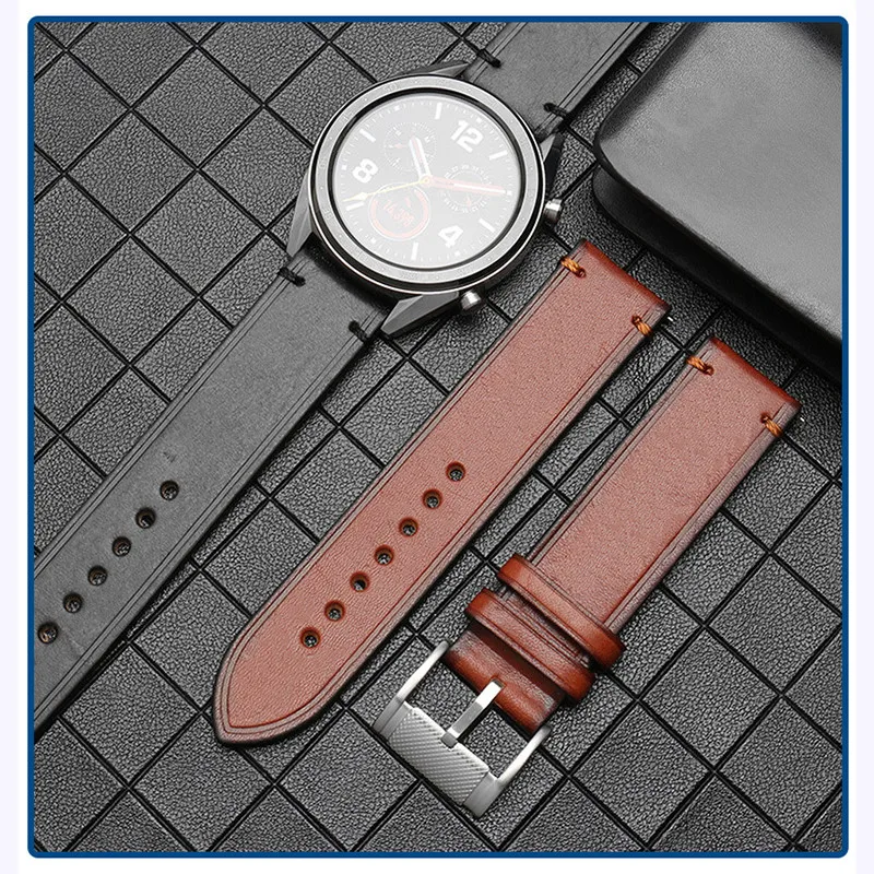Высококачественные винтажные мужские часы из воловьей кожи для наручных часов с универсальным плоским ремешком 22 мм