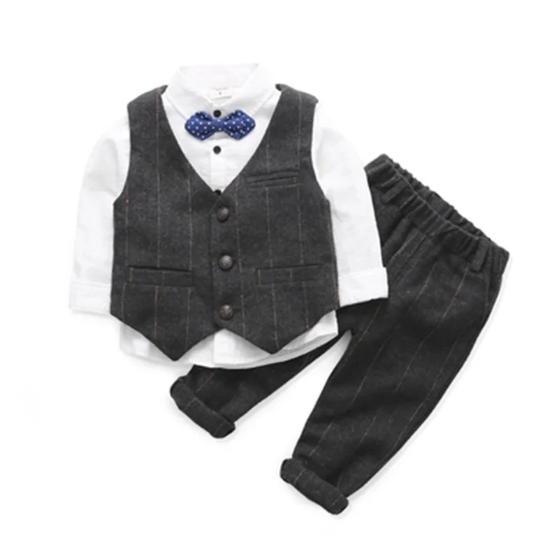 2018 Newborn Boy Clothing Sets Cotton Gentleman Rompers + Vest Hat Suit Fashion NAET cher Spring Autumn Baby Boys Clothes Set |