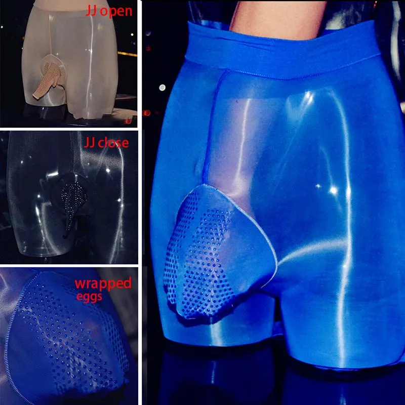 

New Men Oil Shine Pantyhose With Inner Silicone Studs Cock Trunk Sheath Sheer Glossy Stockings Nylons Tights Hosiery 3 Style