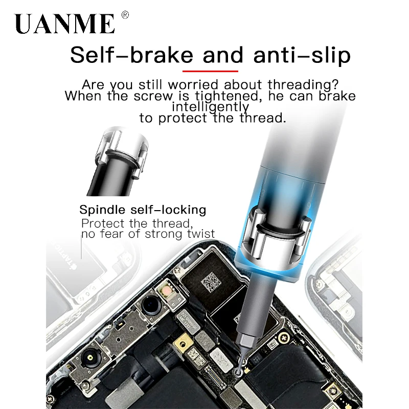 Новая электрическая отвертка UANME ZEODO с регулировкой крутящего момента, мини-отвертка, противоскользящая электрическая партия