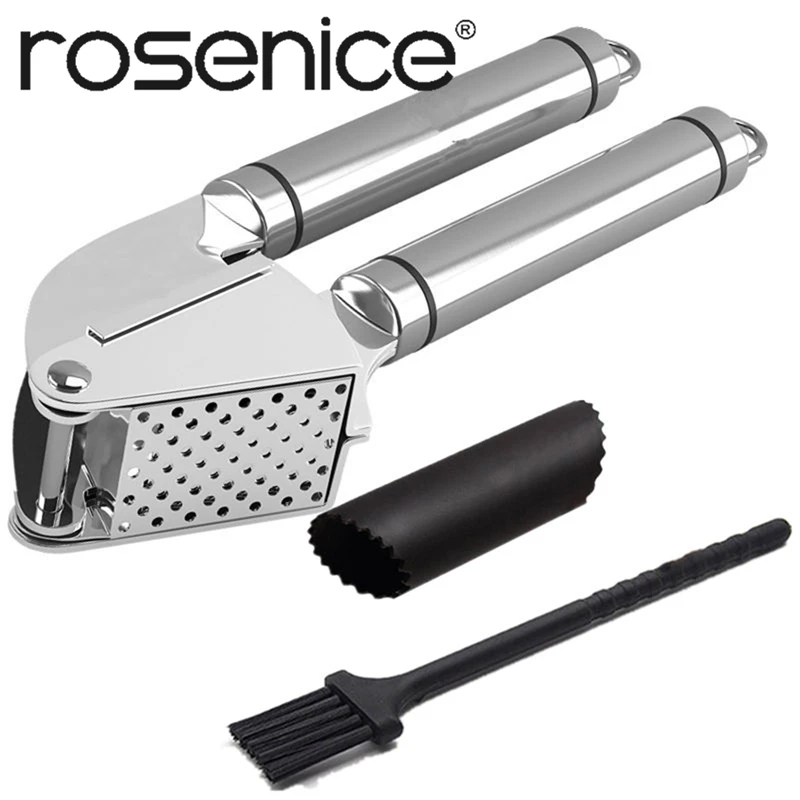 ROSENICE Stainless Steel Garlic Press and Peeler Set Garlic Crusher