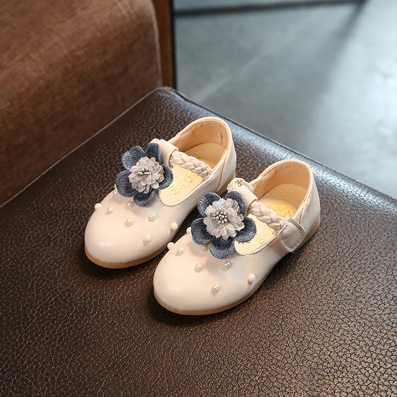 Pink Spring Autumn New Children Princess Shoes For Toddler Baby Girls Party Wedding Single Shoes Kids Flower Leather Shoes 1-8T