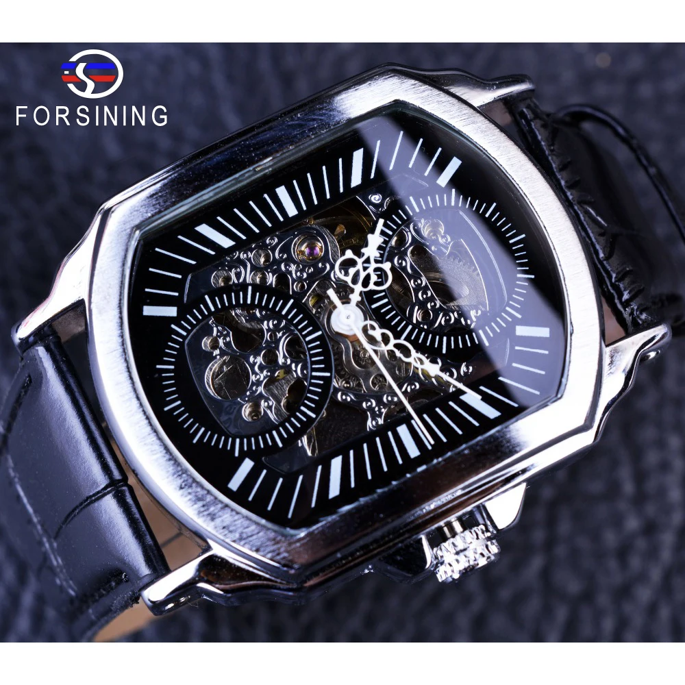 Winner Retro Classic Designer Silver Stainless Steel Case Men Watches Top Brand Luxury Mechanical Automatic Watch Clock Men