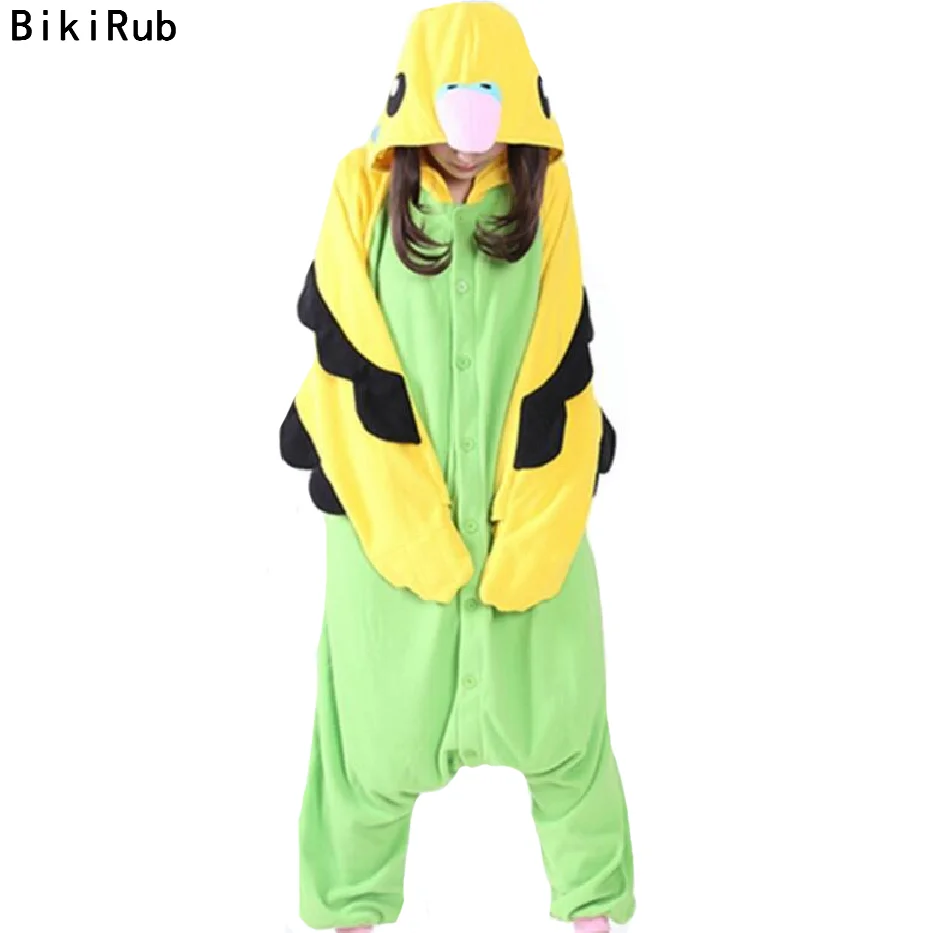 

BIKIRUB Women Animal Pajamas Unisex Fleece Sleepwear Cute Budgie Cartoon Long Sleeve Pajama Sets Hooded Pyjama Homewear Pijama